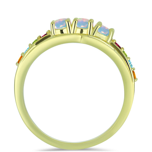 Goldplattierter Silberring mit Welo-Opal und Chakra Turmalin