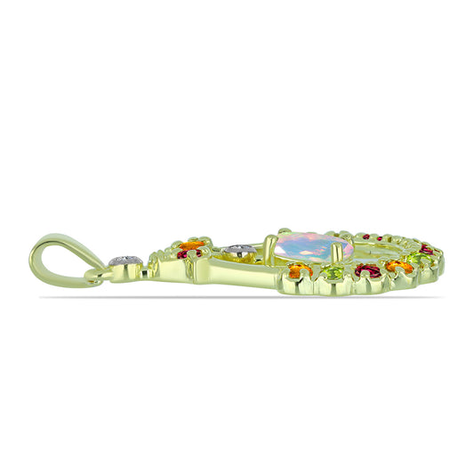 Goldplattierter Silberanhänger mit Welo-Opal und Chakra Turmalin