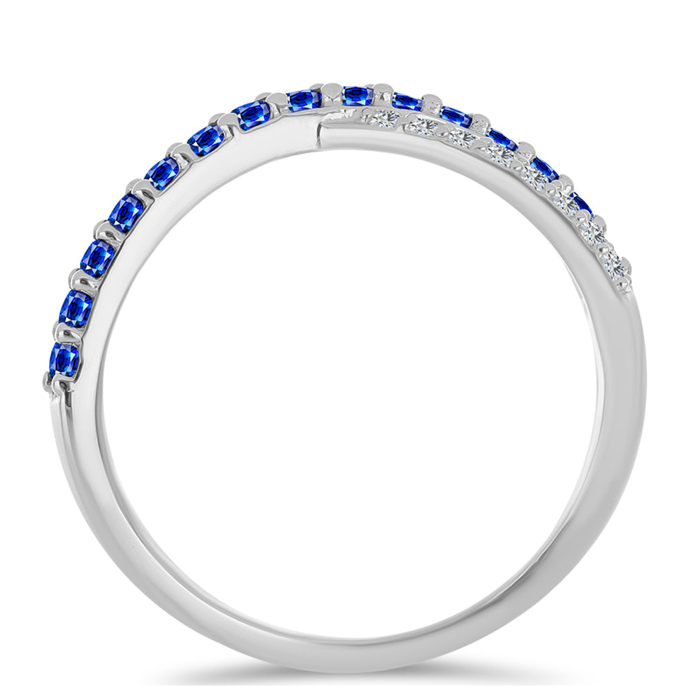 Silberring mit australischem blauem Saphir und weißem Topas 2 