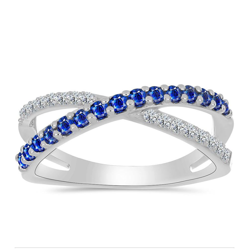 Silberring mit australischem blauem Saphir und weißem Topas