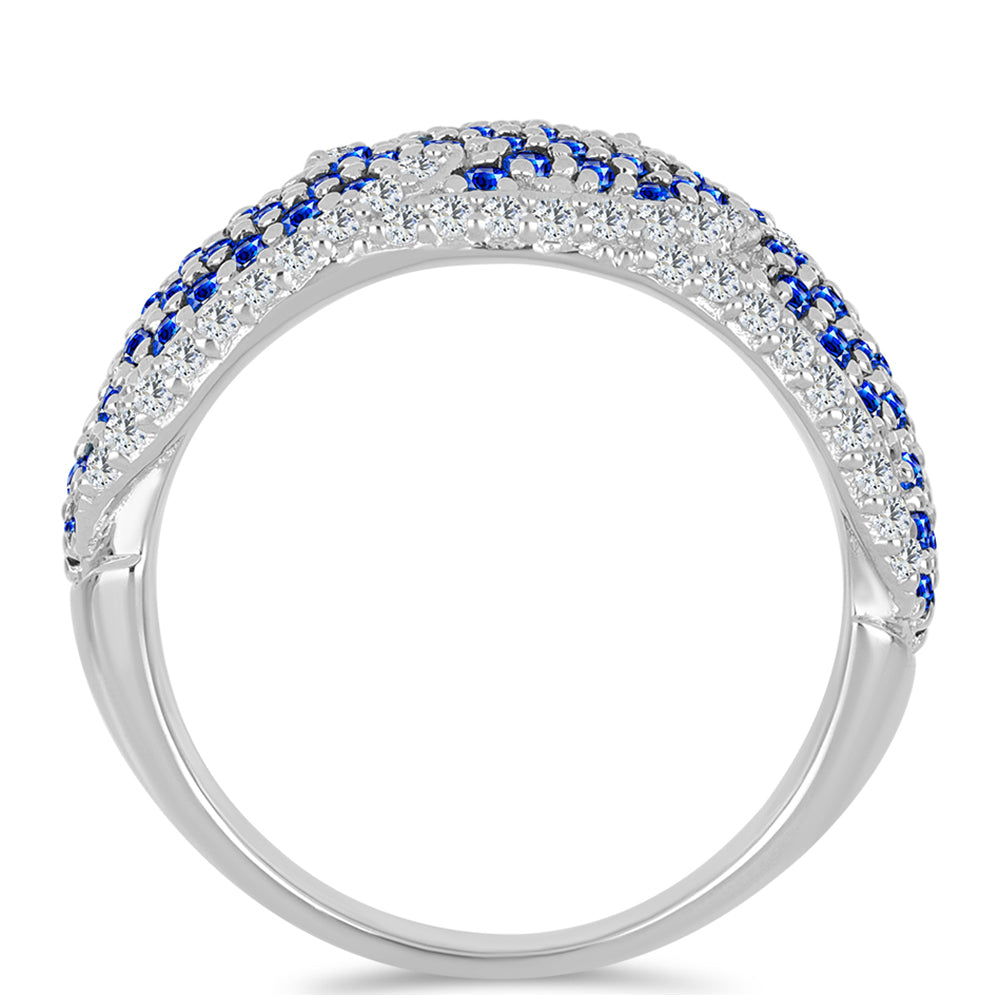 Silberring mit australischem blauem Saphir und weißem Topas 2 