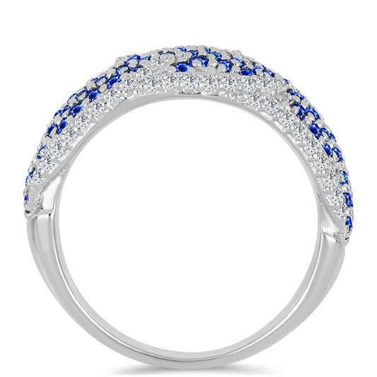 Silberring mit australischem blauem Saphir und weißem Topas