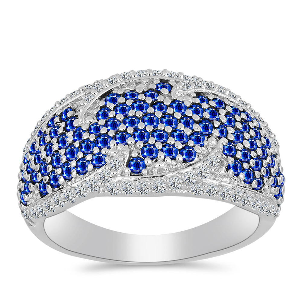 Silberring mit australischem blauem Saphir und weißem Topas 3 