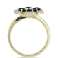 Goldplattierter Silberring mit Obsidian und weißem Topas