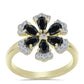 Goldplattierter Silberring mit Obsidian und weißem Topas