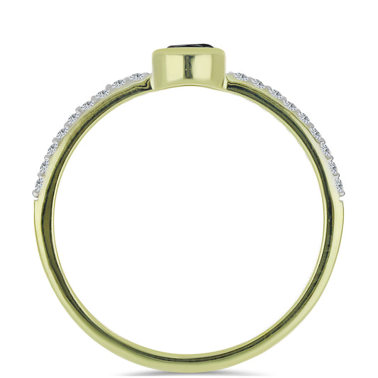 Goldplattierter Silberring mit Obsidian und weißem Topas