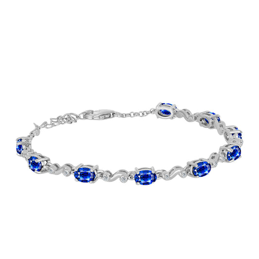 Silberarmband mit australischem blauem Saphir und weißem Topas