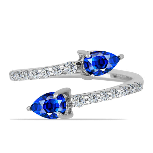 Silberring mit australischem blauem Saphir und weißem Topas