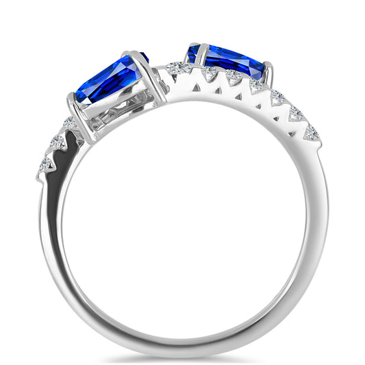 Silberring mit australischem blauem Saphir und weißem Topas