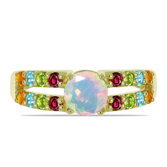 Goldplattierter Silberring mit Welo-Opal und Chakra Turmalin