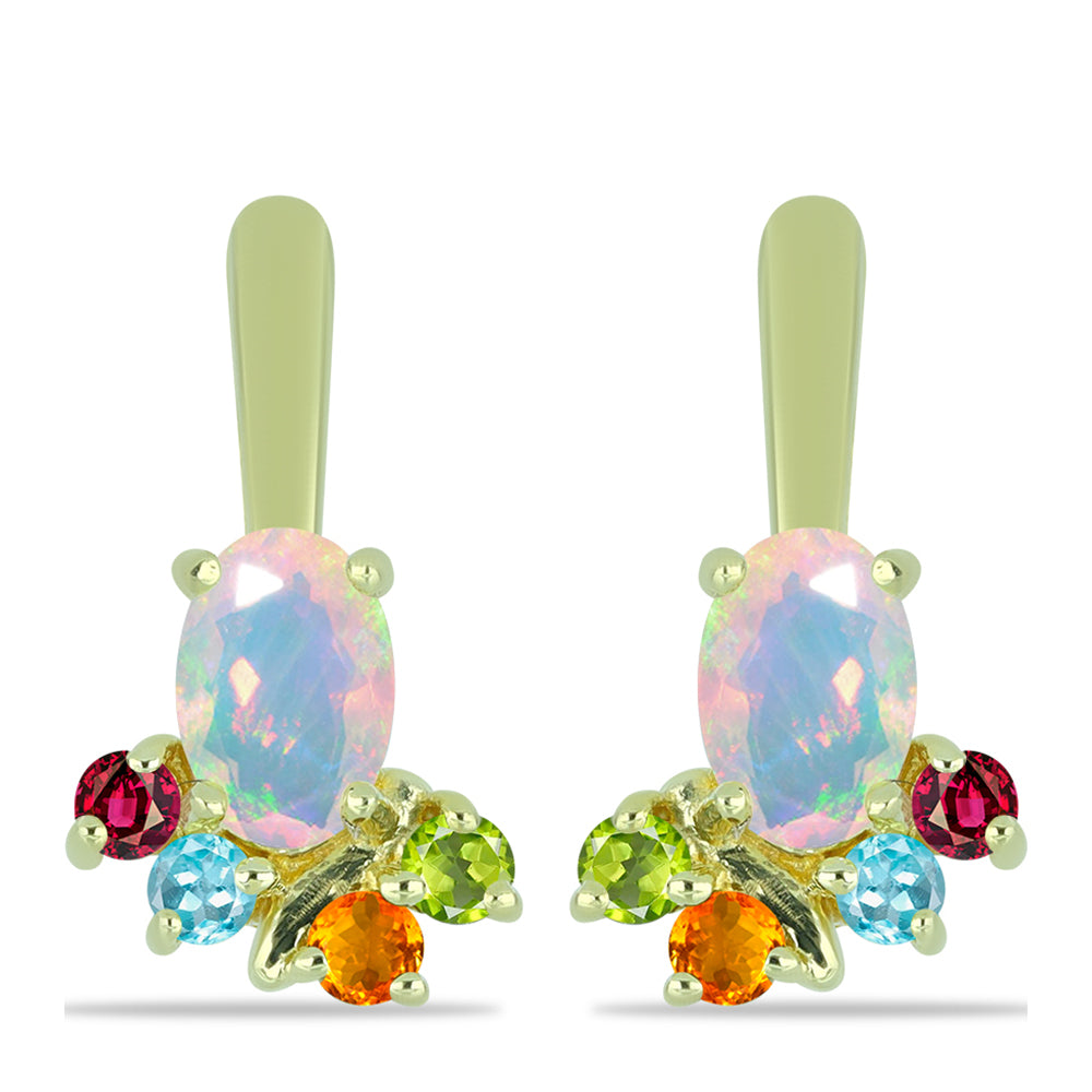 Goldplattierte Silberohrringe mit Welo-Opal und Chakra Turmalin 1 