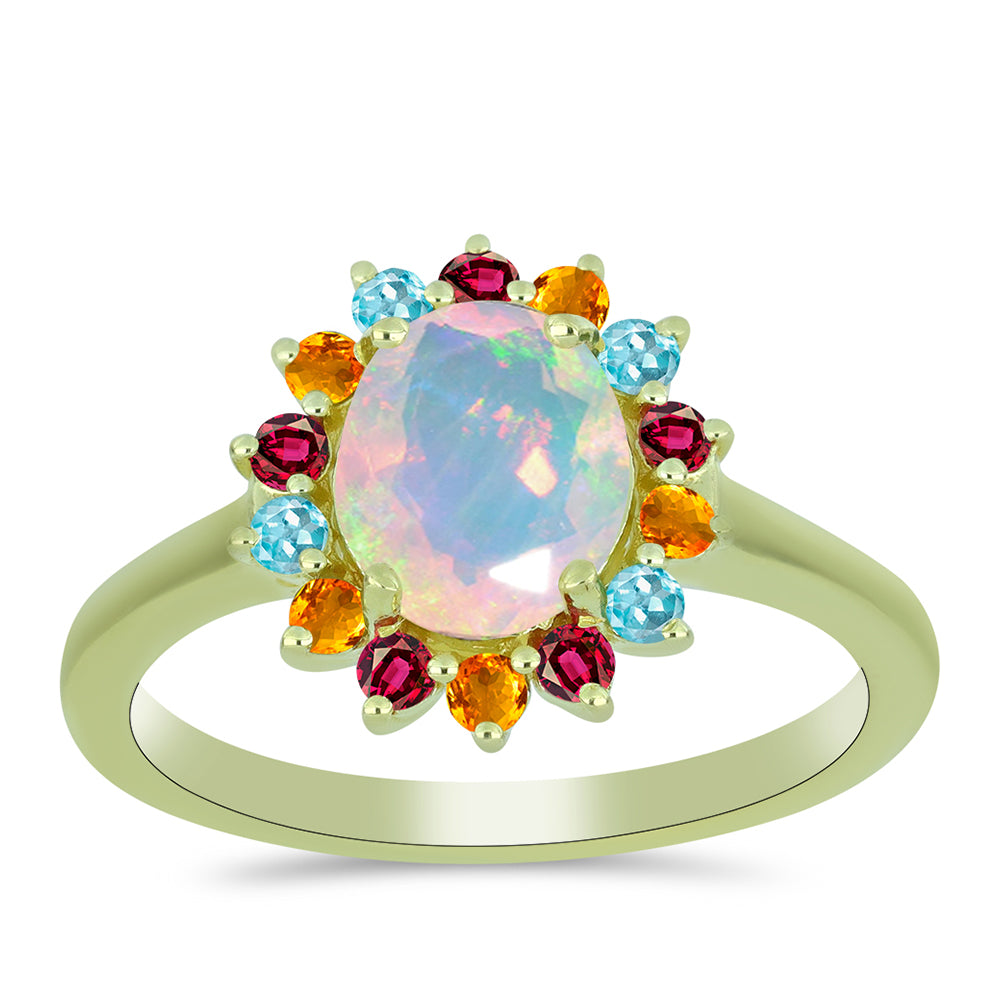 Goldplattierter Silberring mit Welo-Opal und Chakra Turmalin 3 