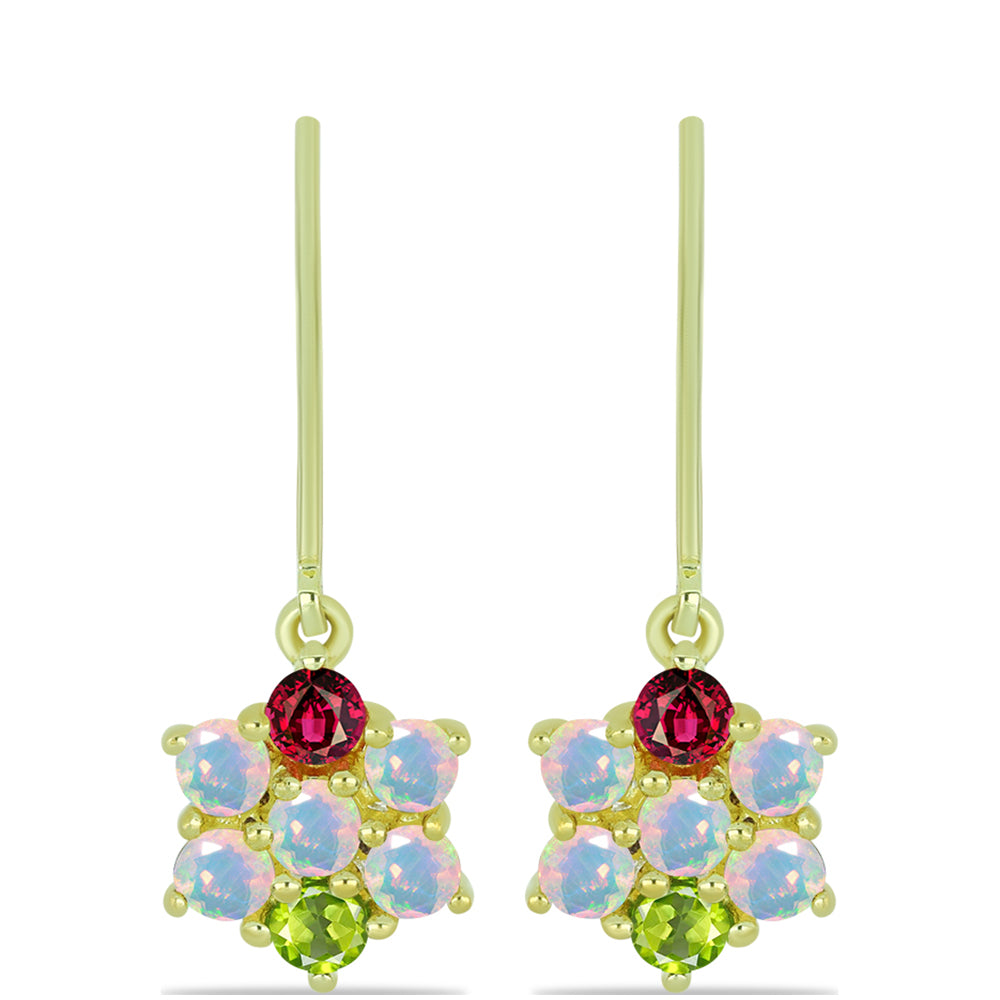 Goldplattierte Silberohrringe mit Welo-Opal und Chakra Turmalin 1 