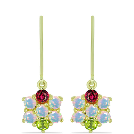 Goldplattierte Silberohrringe mit Welo-Opal und Chakra Turmalin