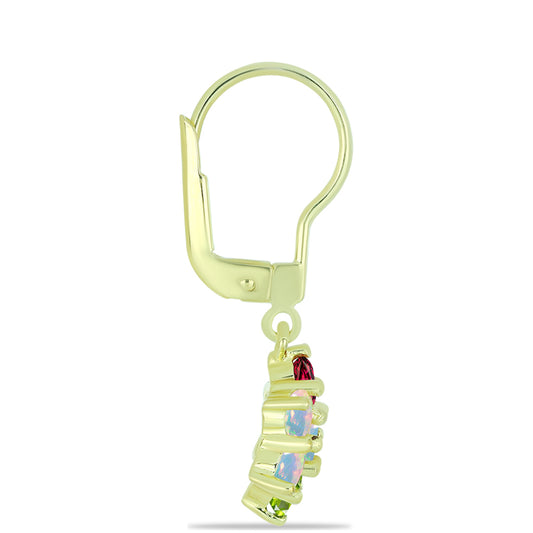 Goldplattierte Silberohrringe mit Welo-Opal und Chakra Turmalin