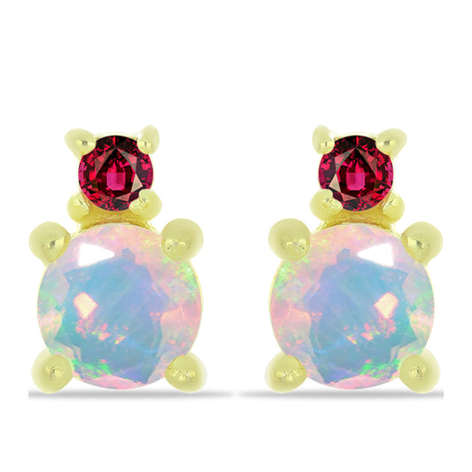 Goldplattierte Silberohrringe mit Welo-Opal und Chakra Turmalin