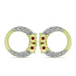 Goldplattierte Silberohrringe mit rotem Diamant und weißem Diamant