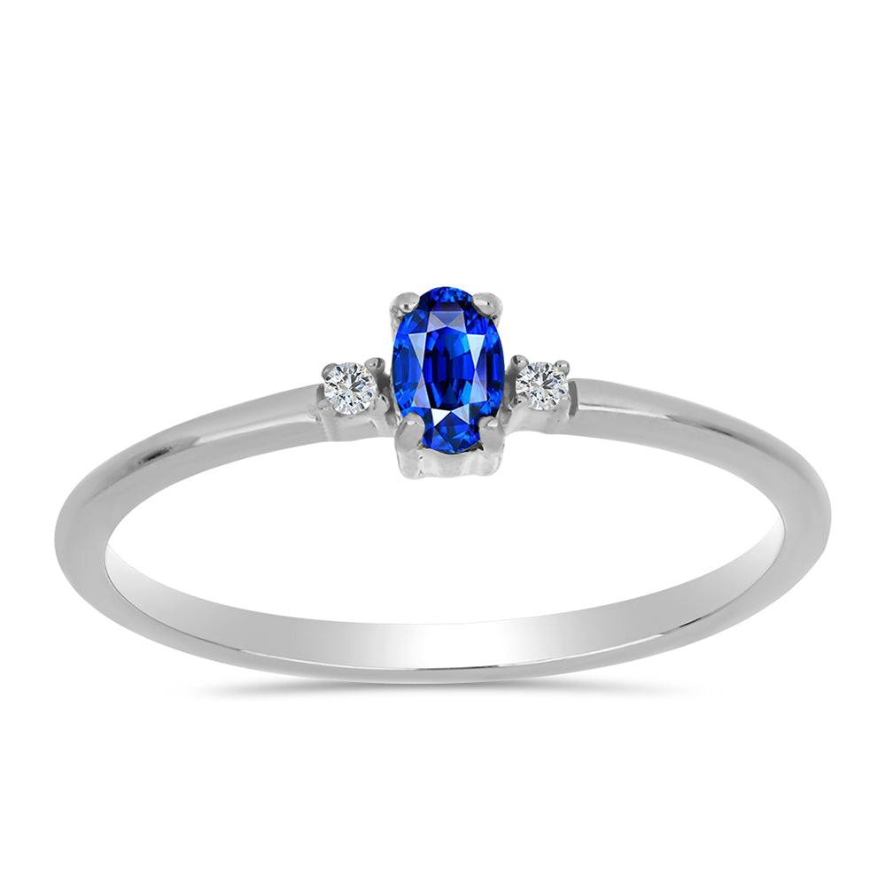 Silberring mit australischem blauem Saphir und weißem Topas 3 