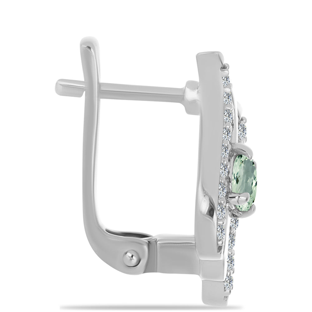 Silberohrringe mit grünem Amethyst und weißem Topas 2 
