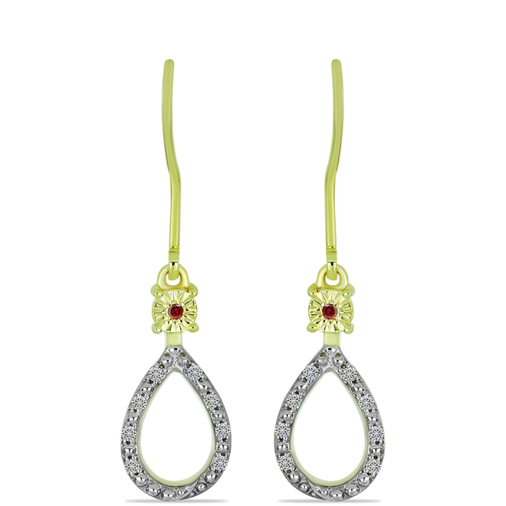 Goldplattierte Silberohrringe mit rotem Diamant und weißem Diamant 1 