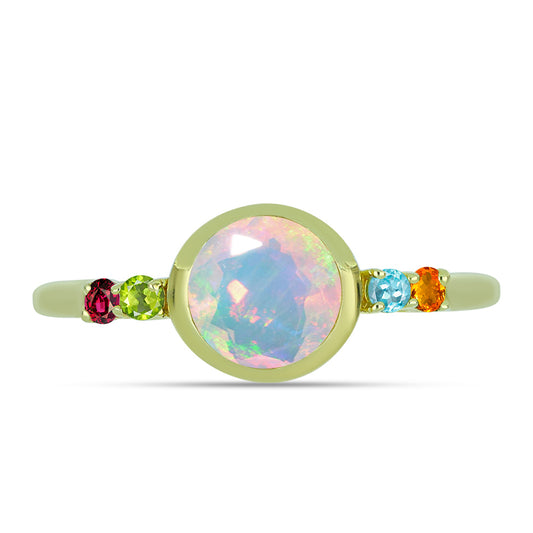 Goldplattierter Silberring mit Welo-Opal und Chakra Turmalin