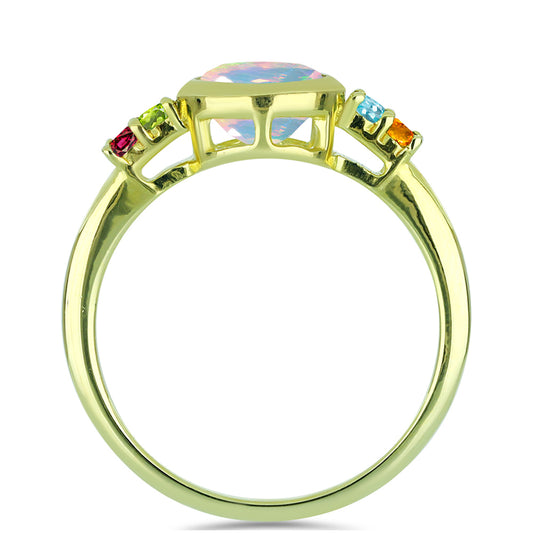 Goldplattierter Silberring mit Welo-Opal und Chakra Turmalin