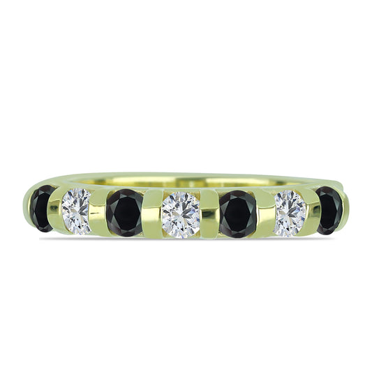 Goldplattierter Silberring mit Obsidian und weißem Topas