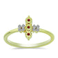 Goldplattierter Silberring mit rotem Diamant und weißem Diamant