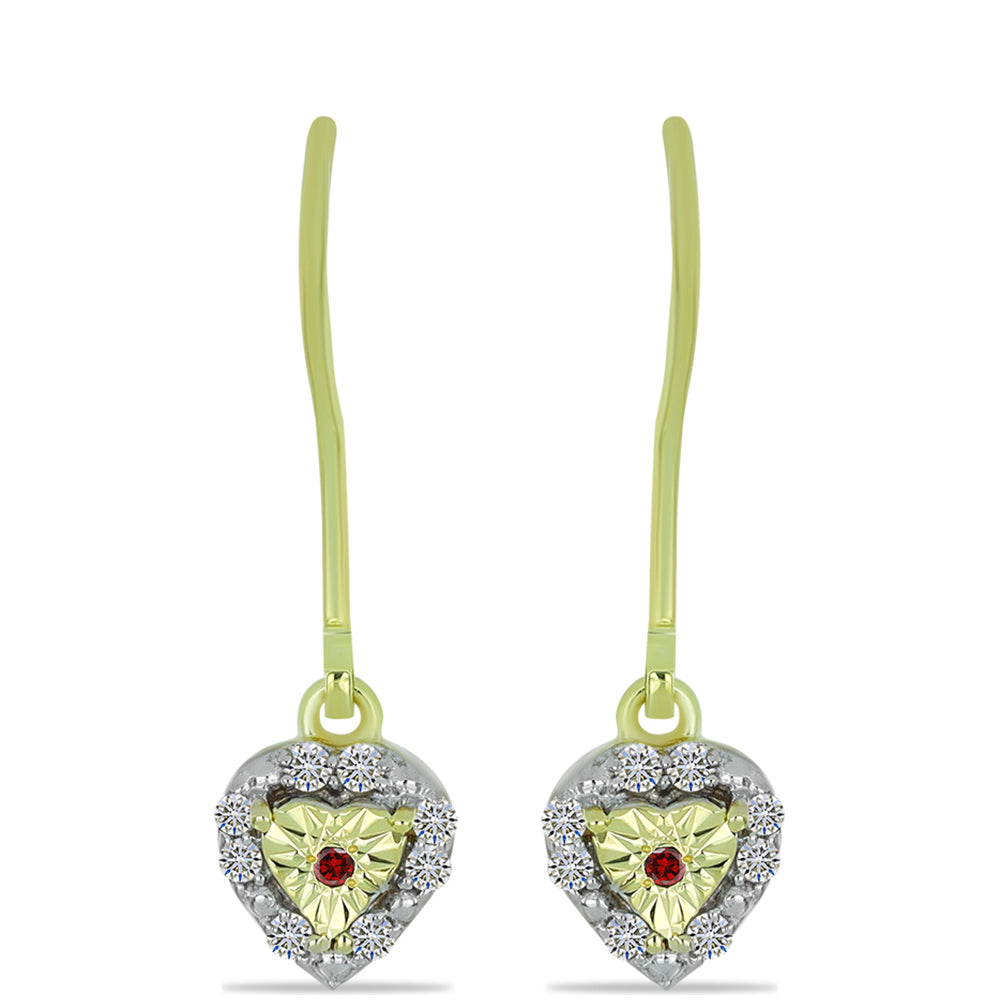 Goldplattierte Silberohrringe mit rotem Diamant und weißem Diamant 1 