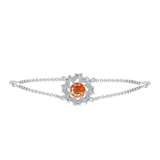 Silberarmband mit Sonnenstein aus Oregon und weißem Topas