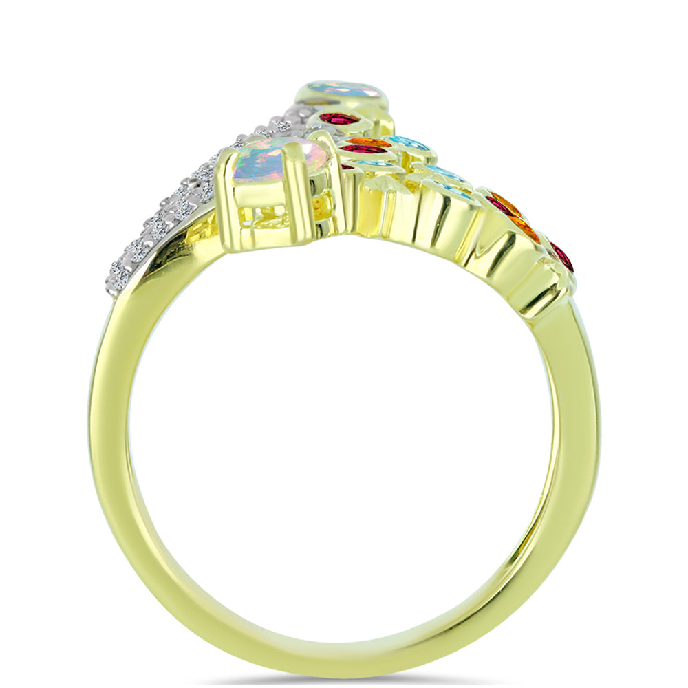 Goldplattierter Silberring mit Welo-Opal und Chakra Turmalin 2 