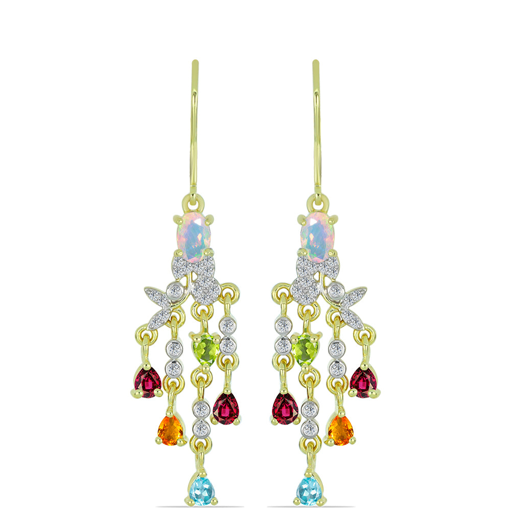 Goldplattierte Silberohrringe mit Welo-Opal und Chakra Turmalin 1 