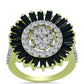 Goldplattierter Silberring mit Obsidian und weißem Topas