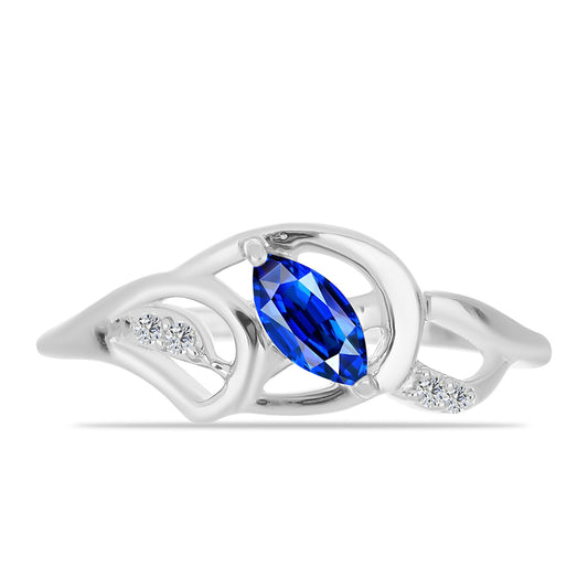 Silberring mit australischem blauem Saphir und weißem Topas
