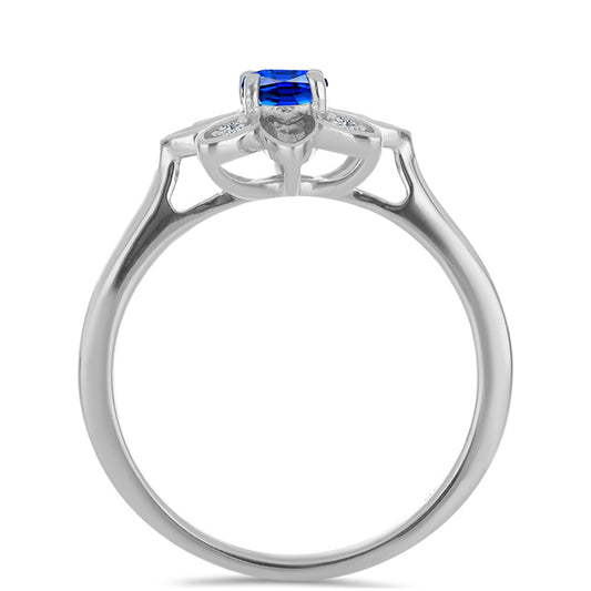 Silberring mit australischem blauem Saphir und weißem Topas
