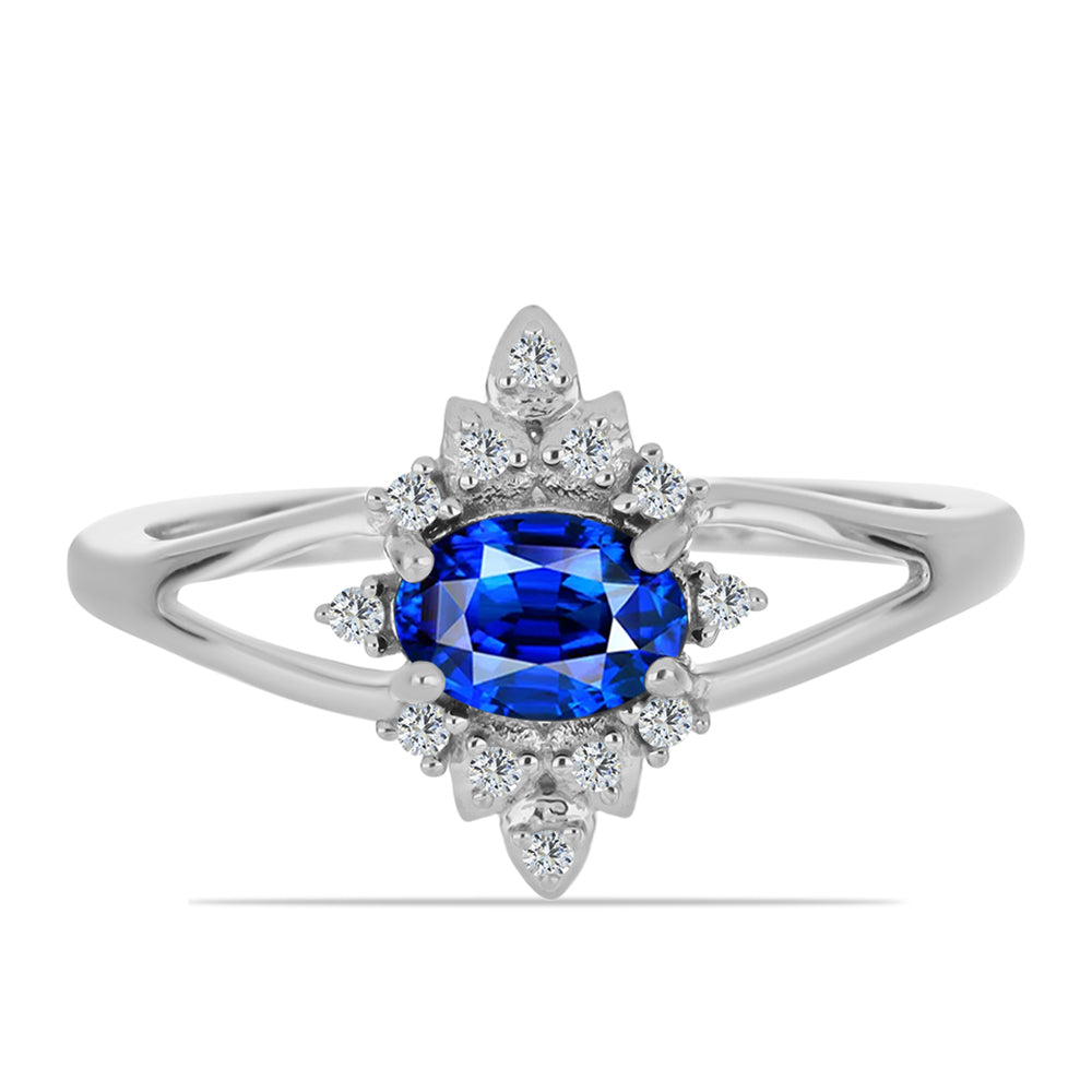 Silberring mit australischem blauem Saphir und weißem Topas 1 