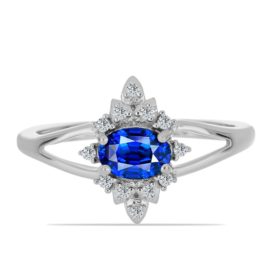 Silberring mit australischem blauem Saphir und weißem Topas