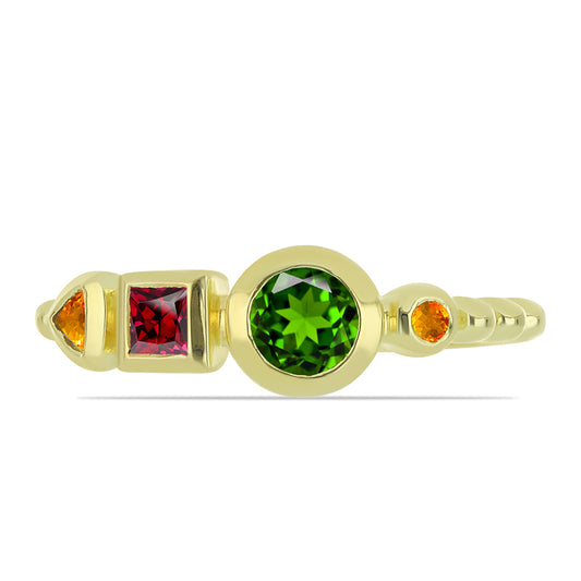 Goldplattierter Silberring mit Chakra Turmalin