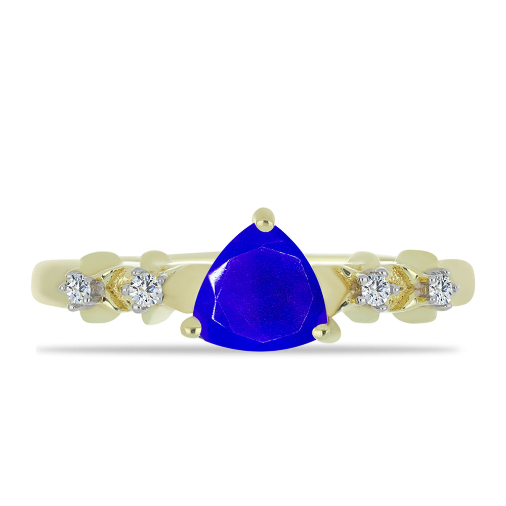 Goldplattierter Silberring mit blauem Achat und weißem Topas 1 