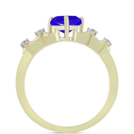 Goldplattierter Silberring mit blauem Achat und weißem Topas