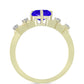 Goldplattierter Silberring mit blauem Achat und weißem Topas