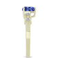 Goldplattierter Silberring mit blauem Achat und weißem Topas