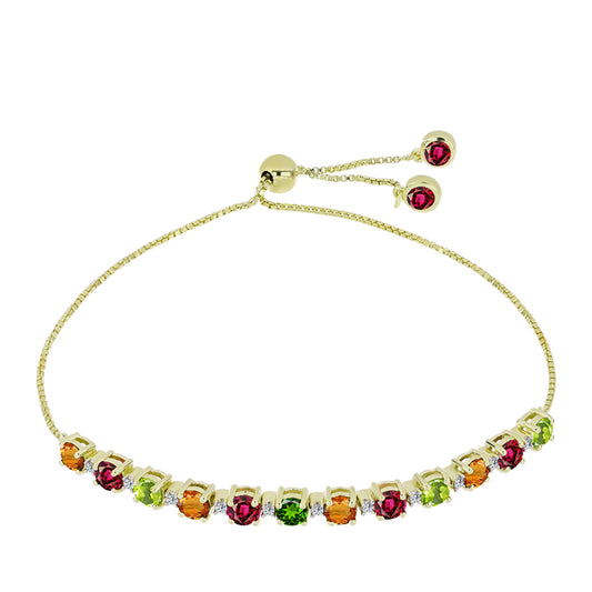 Goldplattiertes Silberarmband mit Chakra Turmalin und weißem Topas