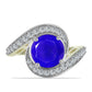 Goldplattierter Silberring mit blauem Achat und weißem Topas