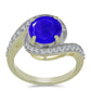 Goldplattierter Silberring mit blauem Achat und weißem Topas