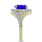 Goldplattierter Silberring mit blauem Achat und weißem Topas