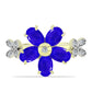 Goldplattierter Silberring mit blauem Achat und weißem Topas