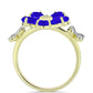 Goldplattierter Silberring mit blauem Achat und weißem Topas