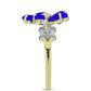 Goldplattierter Silberring mit blauem Achat und weißem Topas