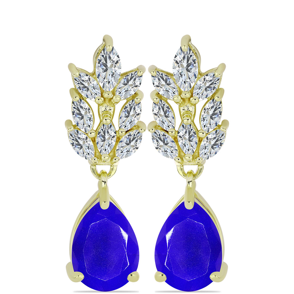 Goldplattierte Silberohrringe mit blauem Achat und weißem Topas 1 